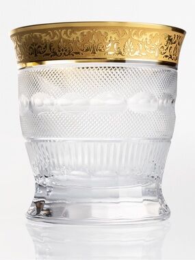 Moser Crystal Tumbler with Ornate Gold Band
